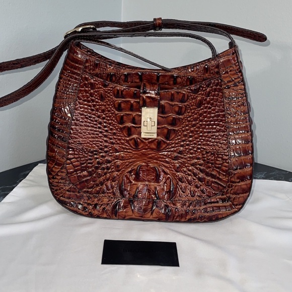 Women’s Bag BRAHMIN Melbourne Leather Pecan Johanna Brown Crossbody AUTHENTIC - Picture 8 of 14